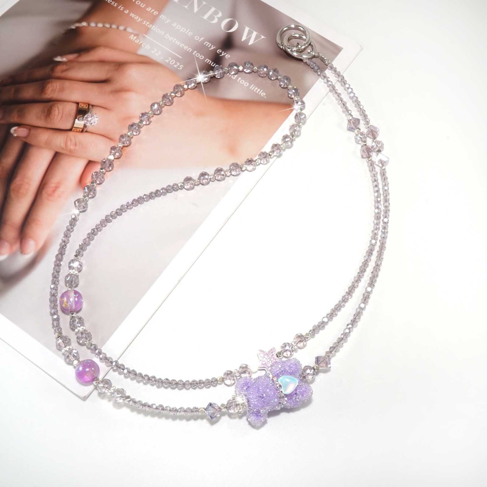 crystal beaded phone charm lanyard and wrist strap