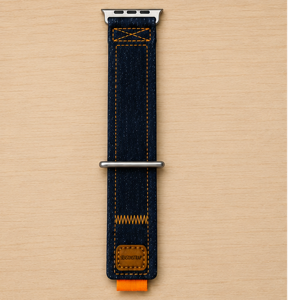 Rugged Denim-Texture Sport Loop Smartwatch Band