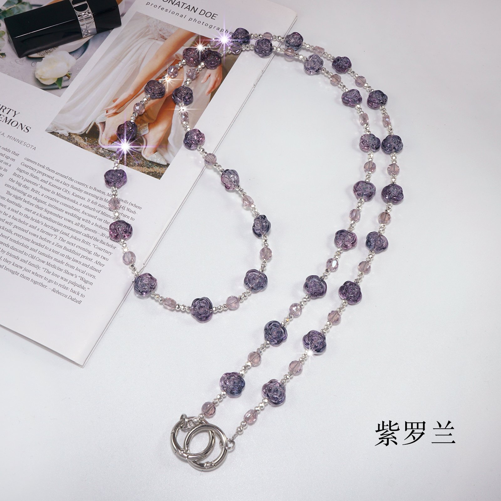 Rose Crystal Crossbody Lanyard