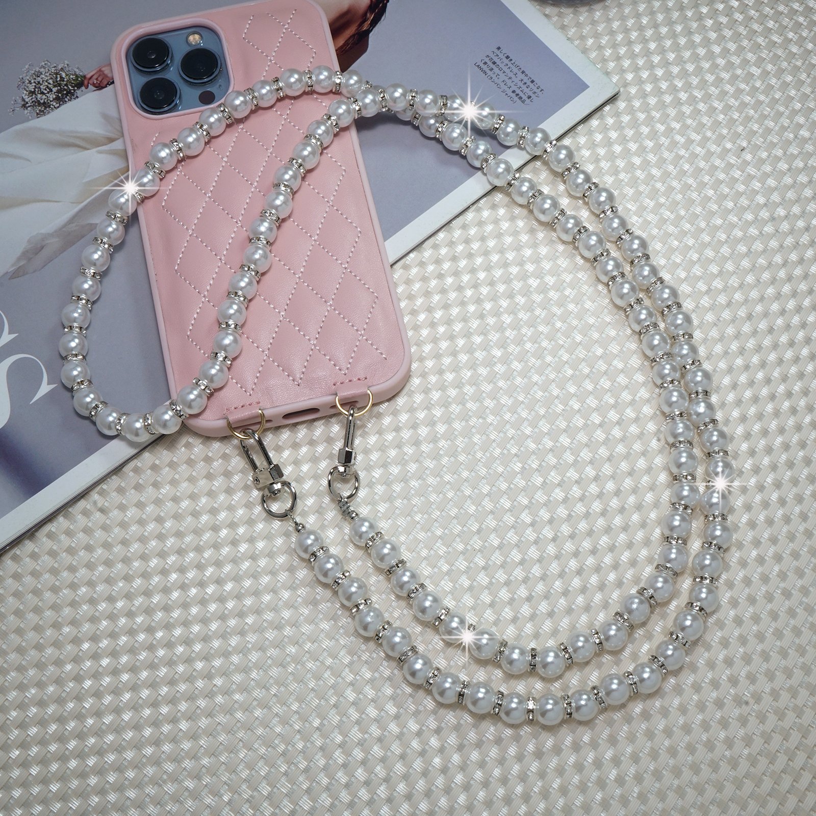 Pearl + Rhinestone Crossbody Lanyard.