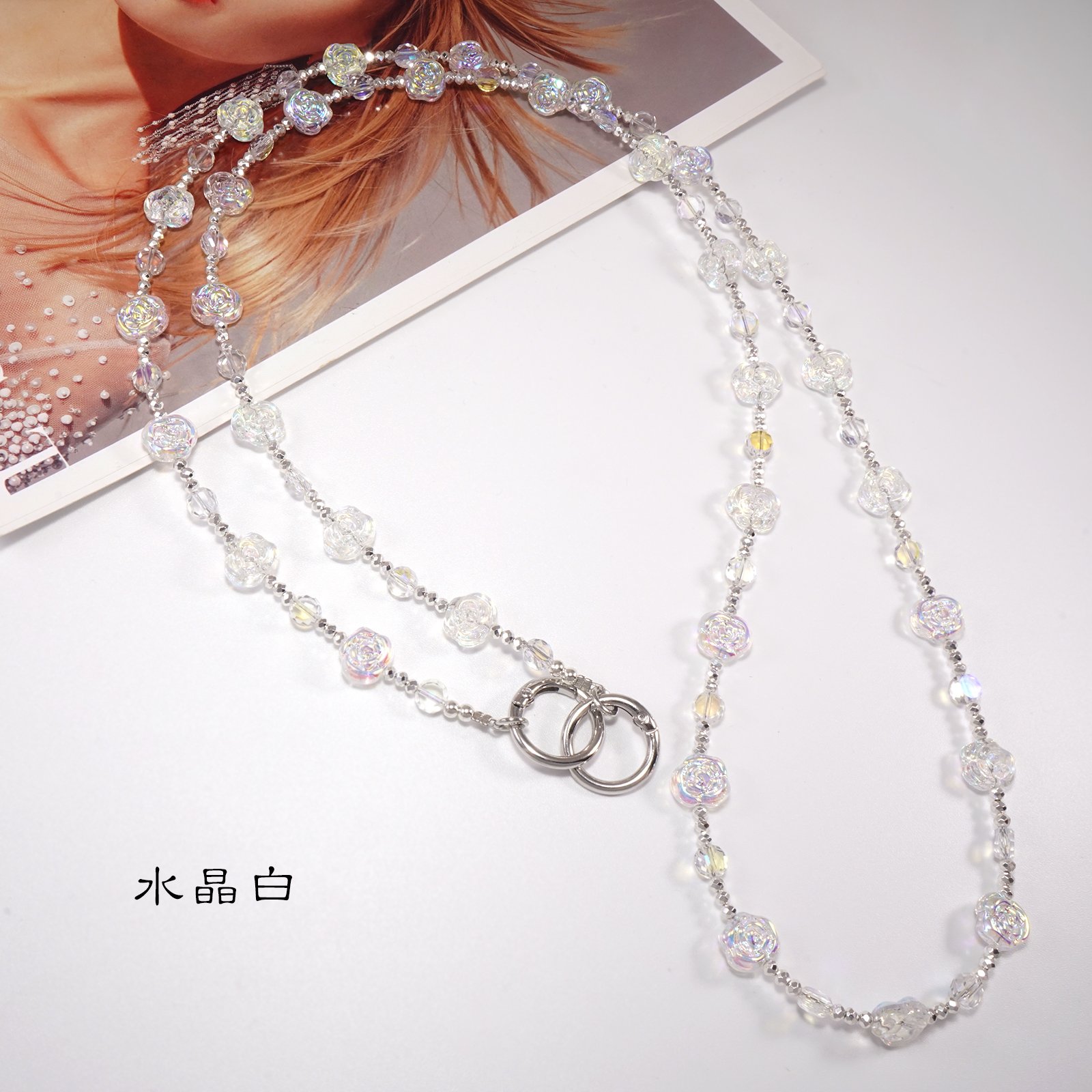Rose Crystal Crossbody Lanyard