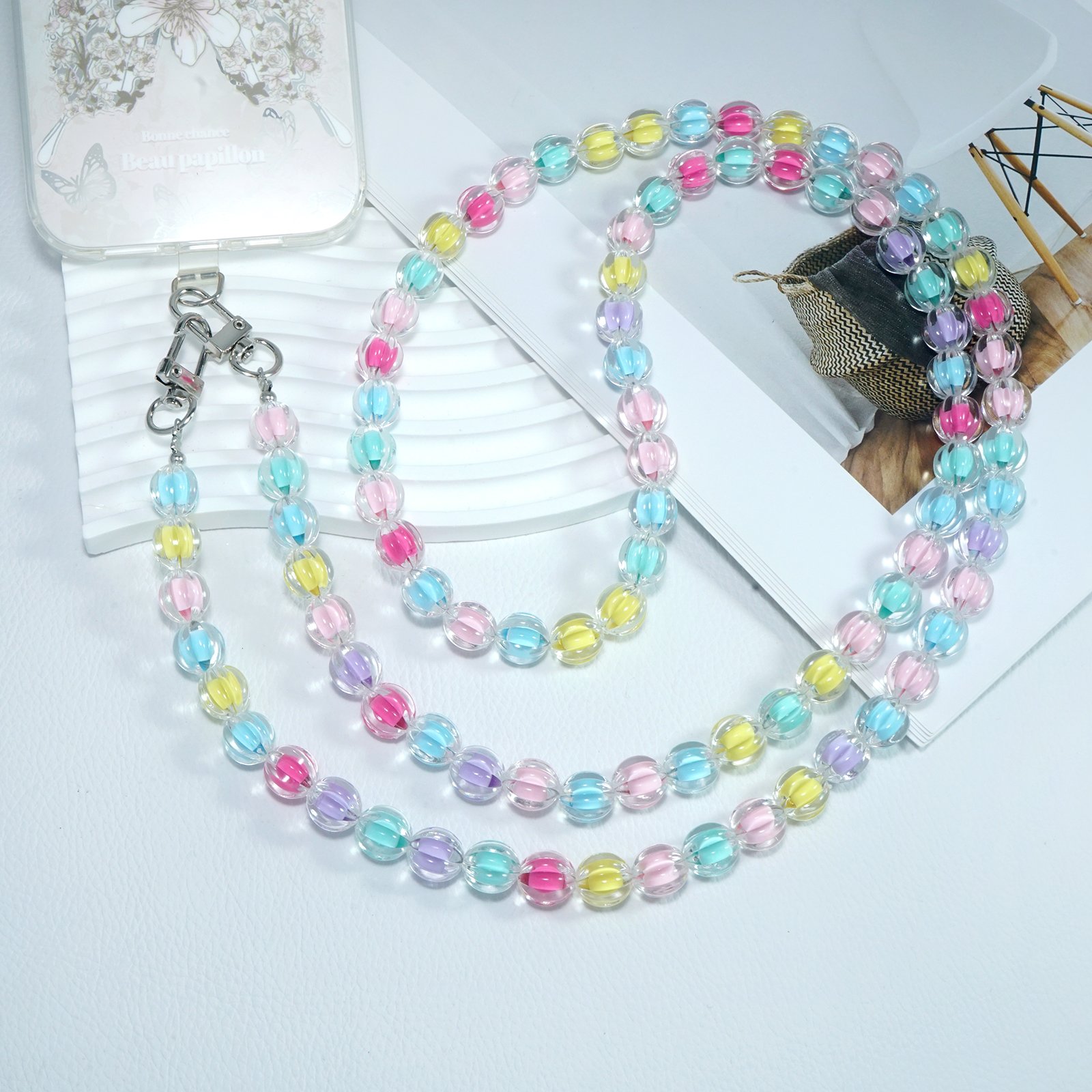 Multicolor Crystal Ball Crossbody Lanyard