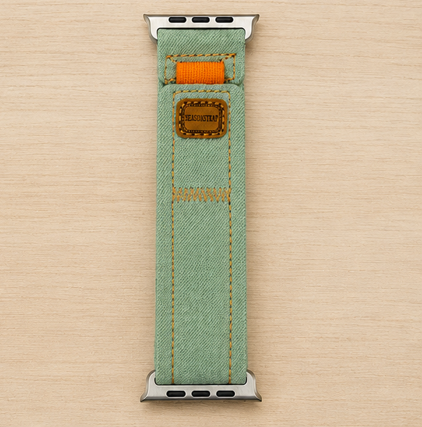 Rugged Denim-Texture Sport Loop Smartwatch Band