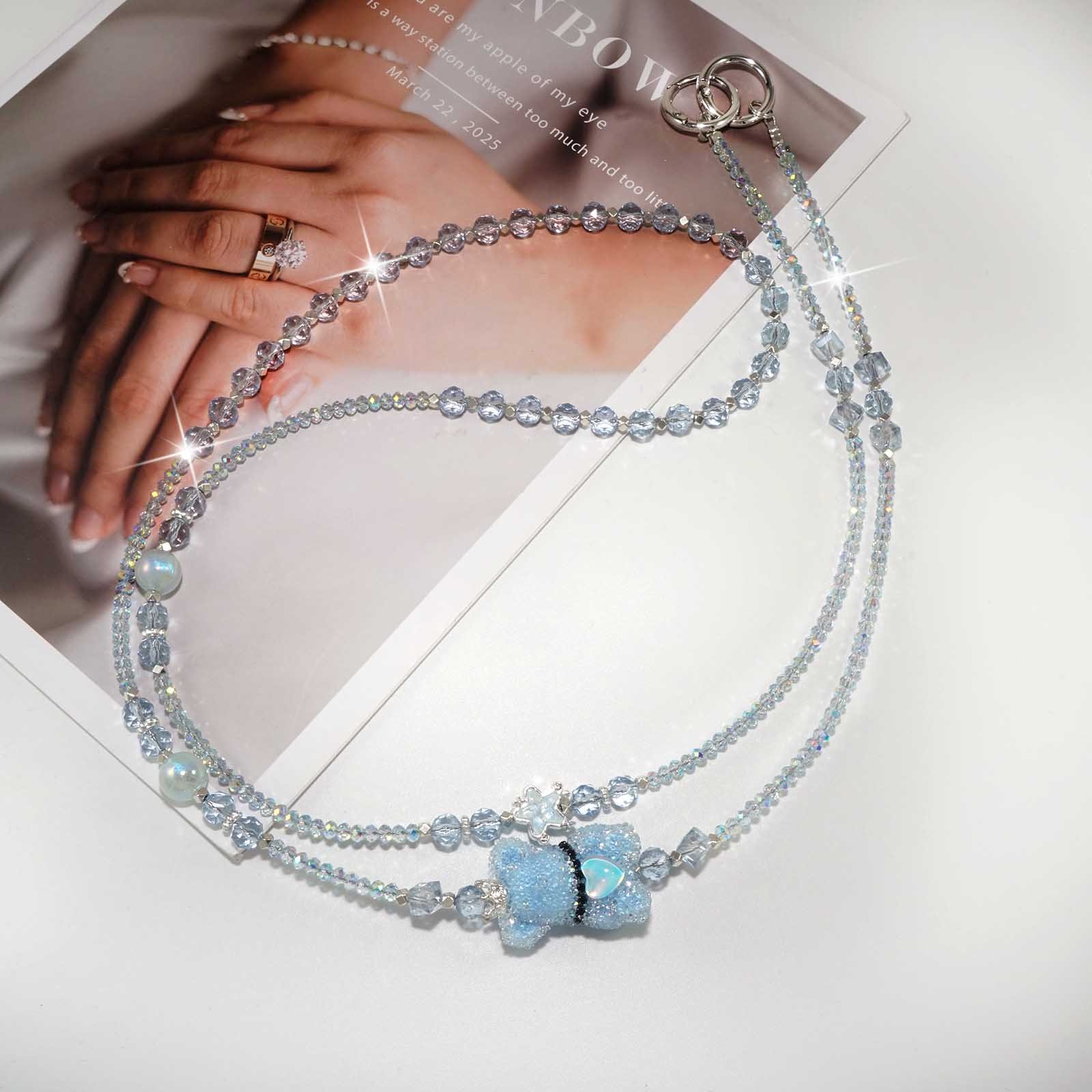 crystal beaded phone charm lanyard and wrist strap