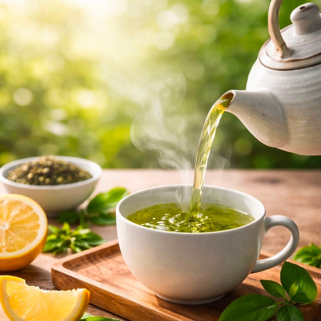 Green tea and coffee