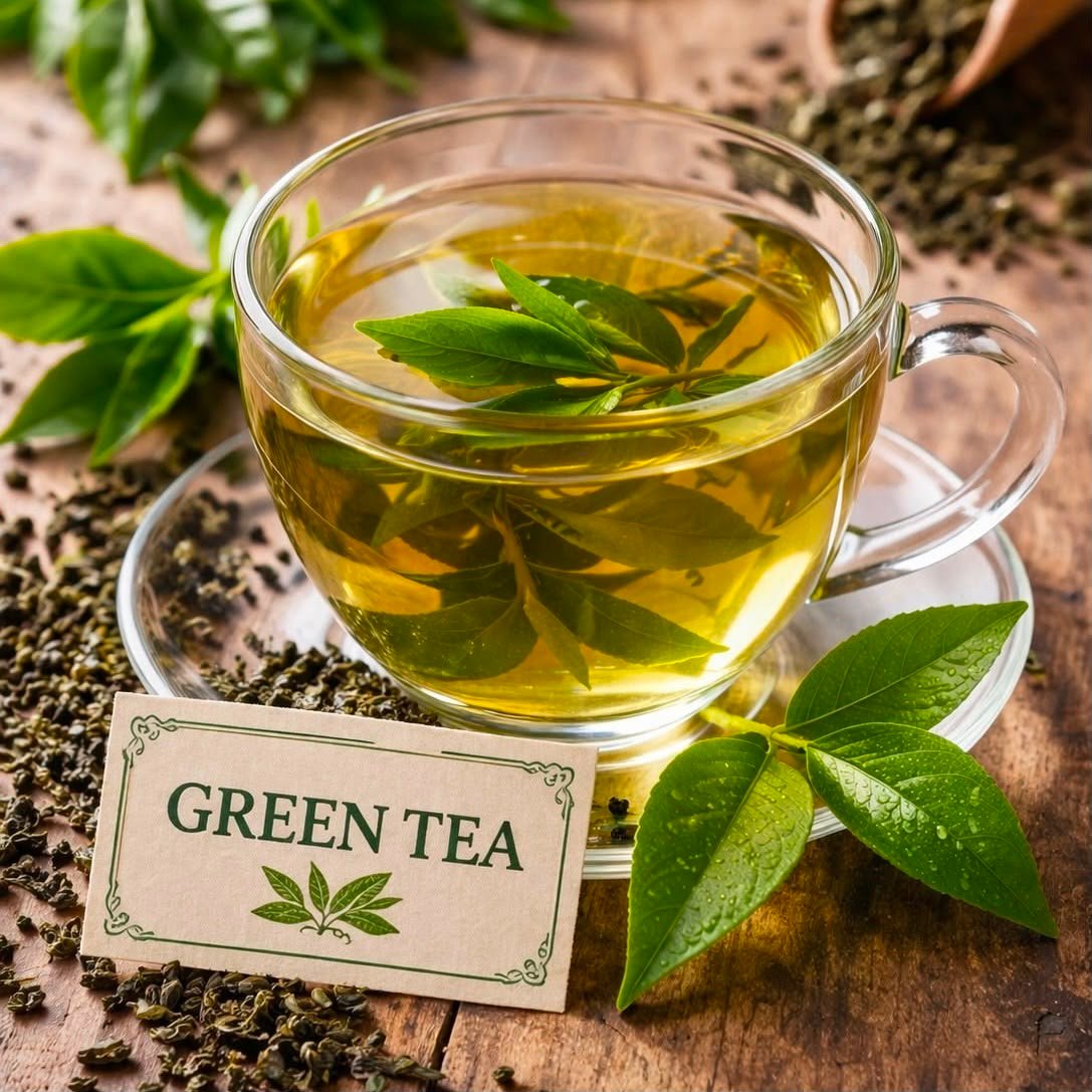 Green tea and coffee